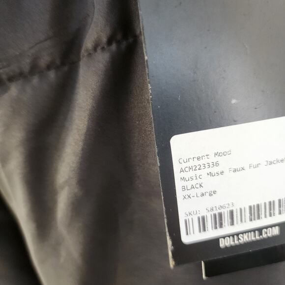 NWT Doll Kills Current Mood Music Muse Faux Fur Coat/Trench/Jacket XXL Black - Picture 8 of 12